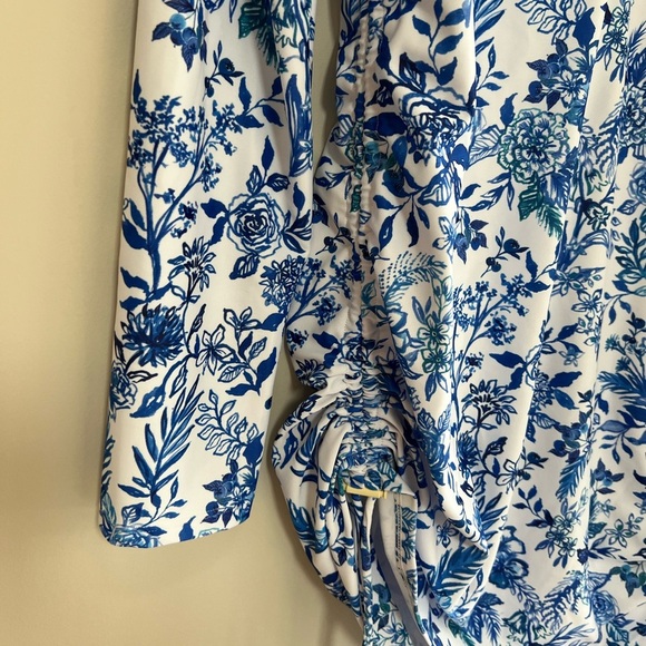 NWT Mott50 Classic Swim SONJA Blueberry Fields Print Swim Dress, Blue/White, L - Picture 6 of 16